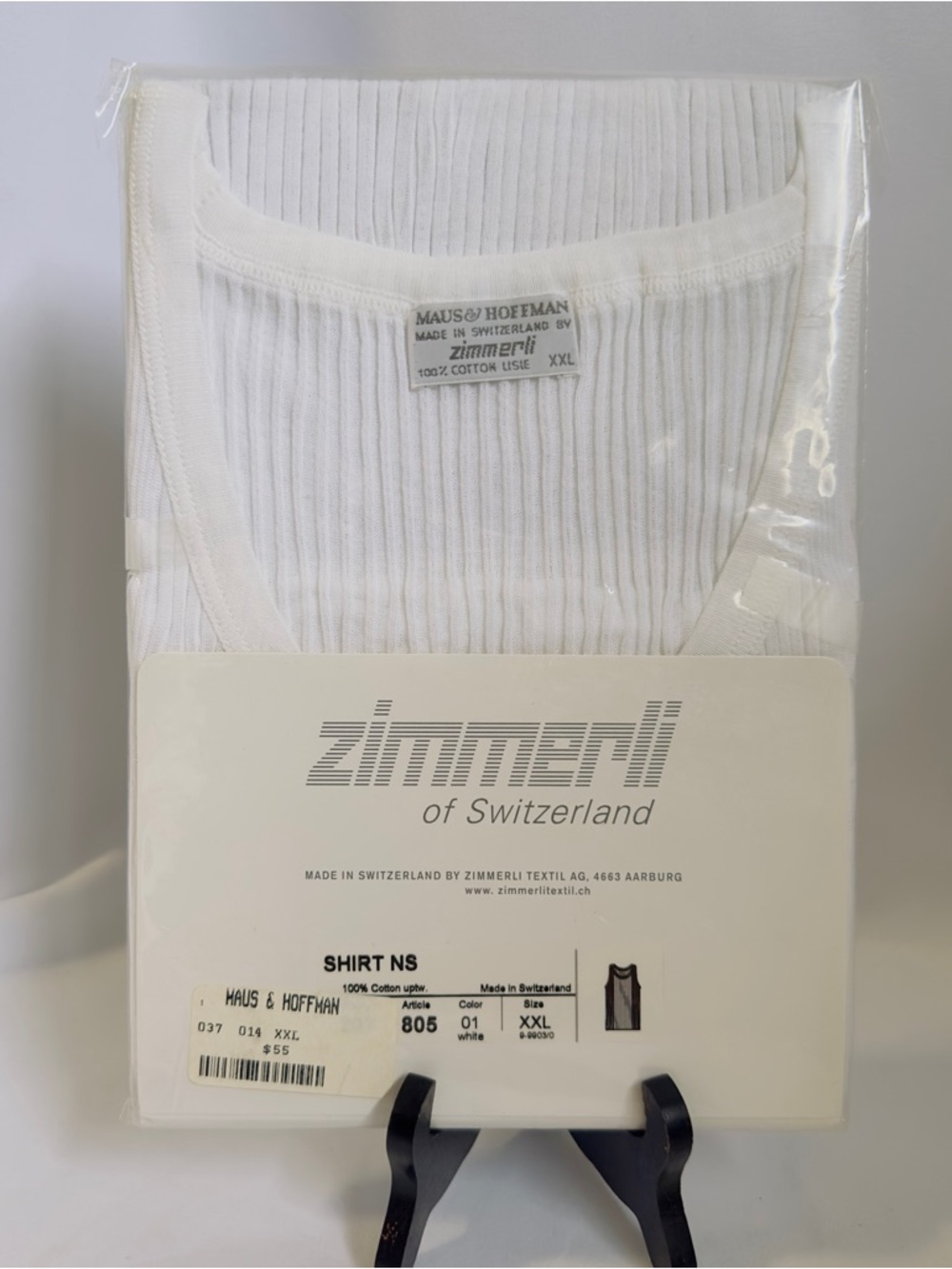 Zimmerli White Ribbed Cotton Tank Top Sleeveless Ribbed Tank Top #205 Class 805